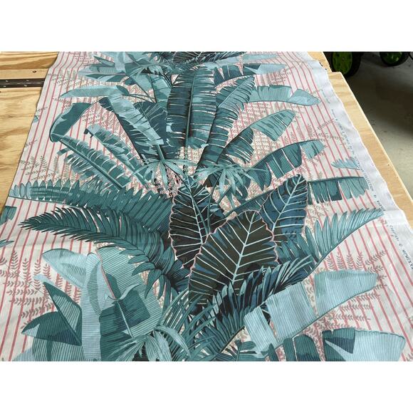 Vtg Warner & Sons Upholstery Fabric Remnant 28x92" Brisbane Palms Large Scale - Picture 10 of 11